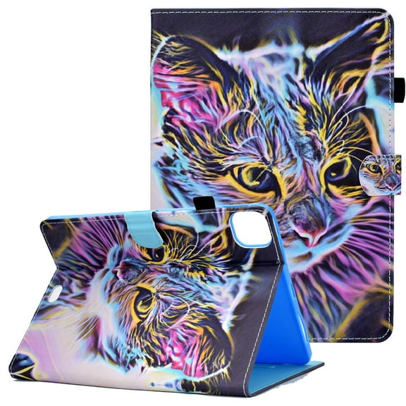 Wallet Case for iPad Pro 11 inch (3rd Gen 2021),Air 4 10.9" Case 2020, Allytech PU Leather and TPU Full Protection Stand Auto Sleep Wake Magnetic Closure Case for iPad Pro 11 2020/2018, Colorful Cat