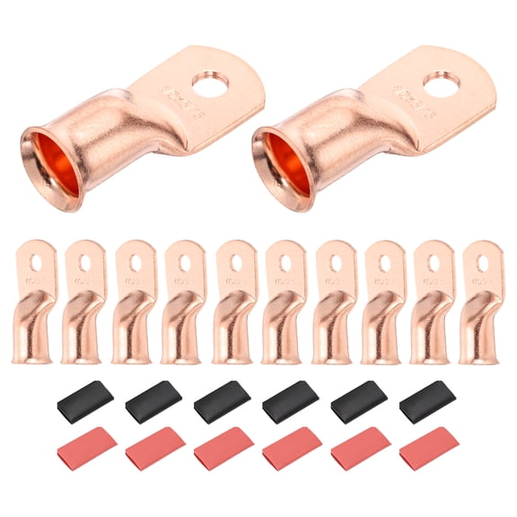 12 Pcs 4/0 AWG - 5/16" Copper Cable Lugs, Battery Cable End with 12pcs Heat Shrink