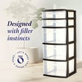 thumbnail image 4 of Open Box Plastic 5 Drawer Medium Home Storage Container Tower, Black Frame, 4 of 10