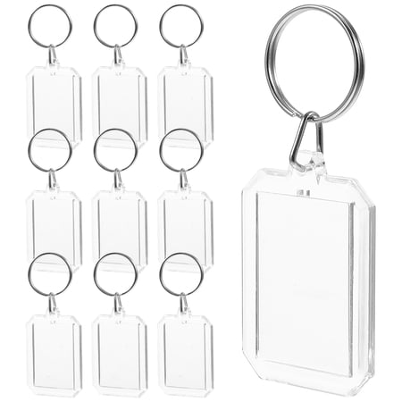 Milisten 10Pcs Durable Acrylic Blank Keyrings Clear Photo Frame for Decoration and DIY