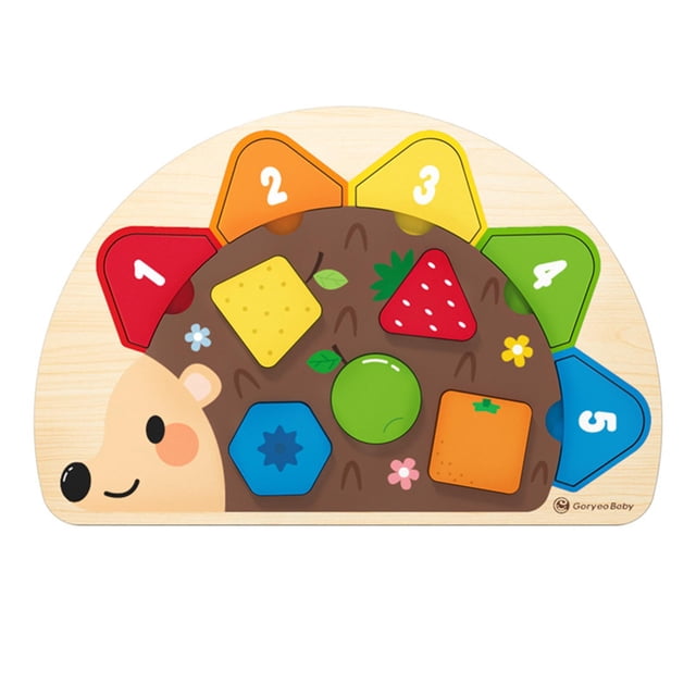 Juguete que mejora coordinación ojo-mano. Rompecabezas de madera con forma de erizo para bebés. Juguete cognitivo para niños de 1 a 3 años.