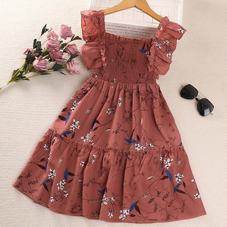 

Aayomet Flower Girl Dresses For Wedding Girl s Casual Dress Summer Scoop Neck Sleeveless Flowy Print Plain Sundress Dress Red 9-10 Years