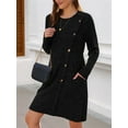 thumbnail image 5 of Long Sleeve Dress for Women Tunic Sweater Dresses with Pockets Fashion Buttons Side, 5 of 9