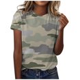 thumbnail image 1 of T-shirt Classique Polyvalent Quotidien à Manches Courtes Uni à Rayures Léopard Camouflage à Blocs de Couleur Décontracté à Col Rond pour Femmes 5 Chandail d'Entraînement Haut Actif pour Femmes Paquet Femmes Chemises Rayées pour Femmes Chandails Athlétiques Femmes, 1 of 4