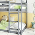 thumbnail image 4 of JERFIT Twin over Twin Low Profile House Frame Bunk Bed with Ladder & Guardrails, Rubber Wood, Gray, 4 of 9