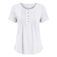 thumbnail image 4 of Roncen Short Sleeve Shirts for Women Pleated Crewneck Cute Blouses Dressy Casual Elegant Tops Loose peasant Summer T-Shirts, 4 of 8