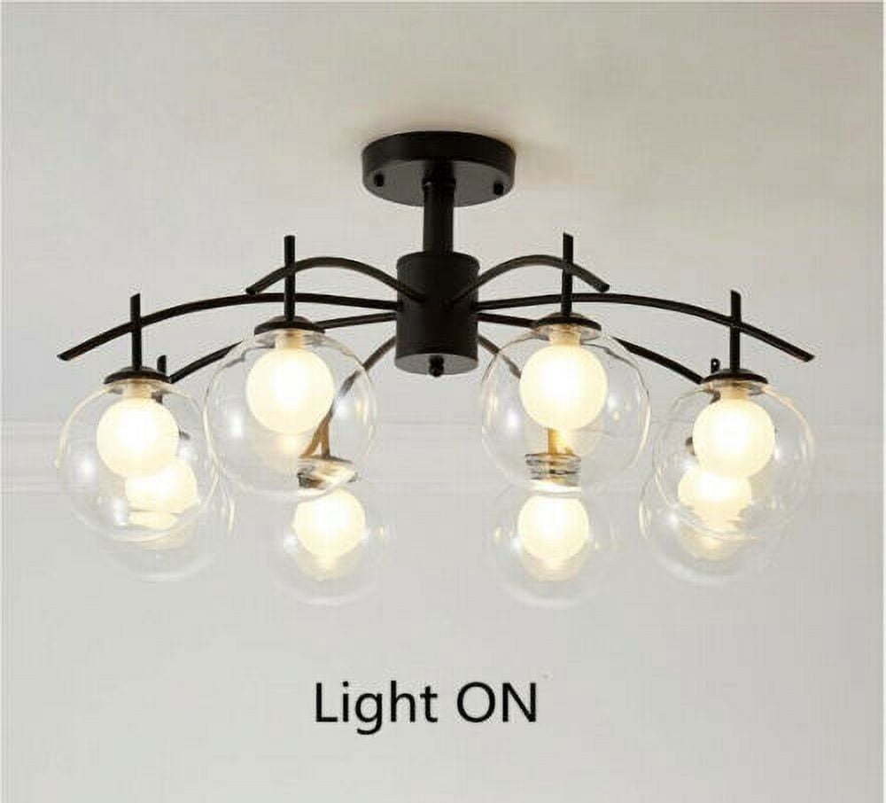 KPIBEST 8 Light Glass Globe Sputnik Chandelier Modern Black Pendant Ceiling Light Fixture G9 Base