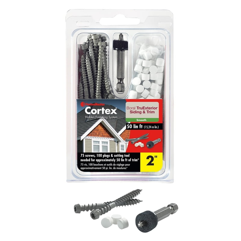 Fastenmaster 5955653 Cortex No.20 x 2 in. Torx TTAP Star Head Smooth Carbon Steel Trim Screws & Plugs Kit - 75 Per Box