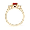 thumbnail image 2 of ANGARA Lab Grown 2.1 Ct Prong-Set Round 3 Stone Ruby and Lab Diamond Ring for Women in 14K Yellow Gold (Size-8mm) | July Birthstone, Anniversary, Jewelry Gift for Women | Lab-Grown Ruby Ring, 2 of 8