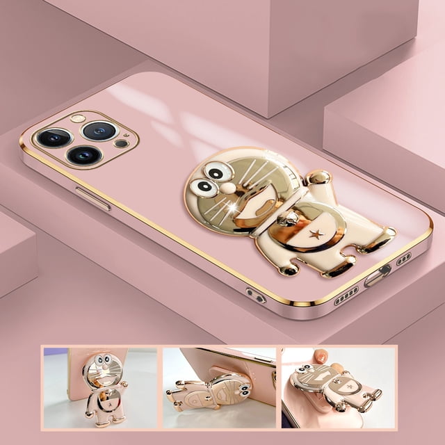 Motorola Moto G9 G60 G50 G52 G22 G30 Power Plus Play 5G Funda Celular Para De Doraemon Cat Folding Bracket