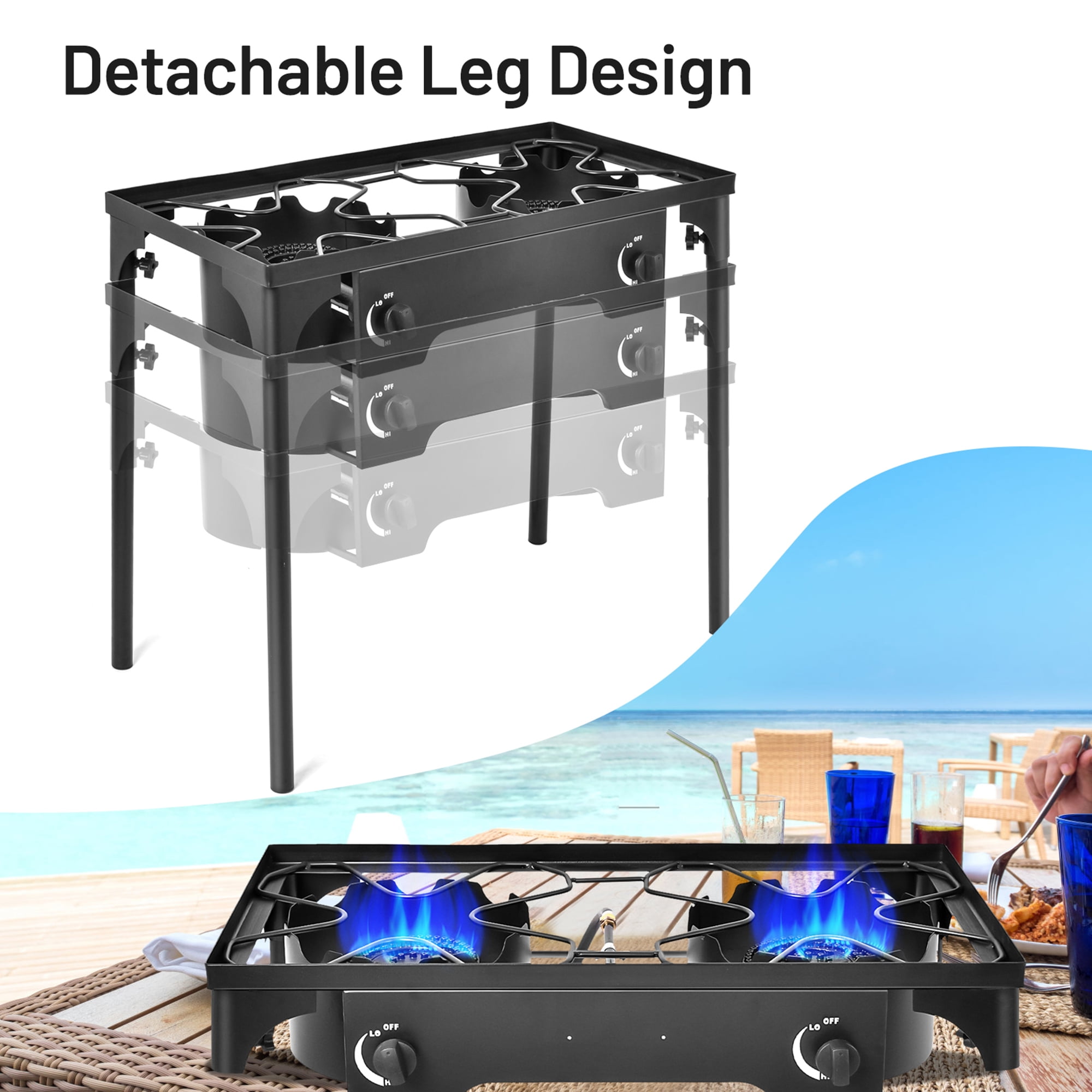 Gymax Outdoor 2-Burner Stove High Pressure Propane Gas Camp Stove 150,000 BTU