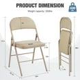thumbnail image 2 of JIOABL 2 Folding Chairs, Sturdy Metal Frame, Waterproof Pu Leather, For Office, Kitchen, Dining Room, Weddings, Terrace, Garden, Khaki, 2 of 6