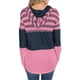 thumbnail image 3 of Sudadera con capucha de manga larga con empalme a rayas, suave y holgada, para mujer, para la cita diaria en la universidad, rosa, rojo, XXL, 3 of 6