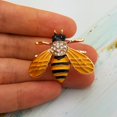 thumbnail image 2 of Honeybee Bee Yellow Enamel Small Brooch Pin Set 2 Pcs Gold Tone Crystal, 2 of 3