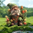 thumbnail image 5 of RuiJiao Acrylic Garden Gnome - Gnome Figurine with Tulips -Tall Flower Decor Outdoor Lawn Statue, Decoration Wear Ground Plug, 5 of 6