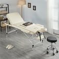 thumbnail image 5 of Topeakmart Adjustable 3 Fold Aluminum Massage Table Bed with Backrest/Headrest/Armrest/Hand Pallet, Beige, 5 of 13