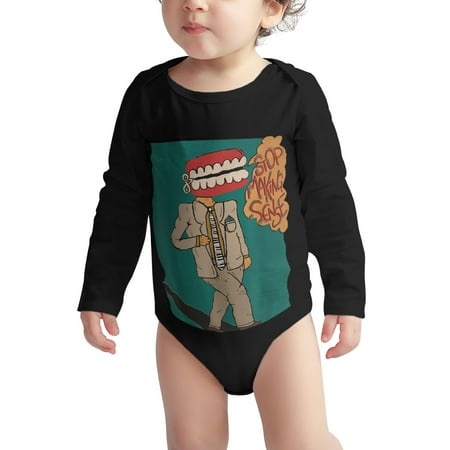 

Talking Baby onesie Heads Stop Making Sense Baby Boy Girl Long Sleeve Bodysuit Snap Closure Black 6 Months