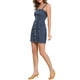 thumbnail image 5 of Falda de tirantes ajustables de mezclilla INSPIRE CHIC para mujer con botones, azul oscuro M, 5 of 6