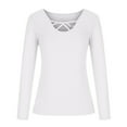 thumbnail image 6 of aidice Womens T Shirts for Casual Round Neck Long Sleeve Tops Fitting Comfy Solid Color Tee Shirts, 6 of 9