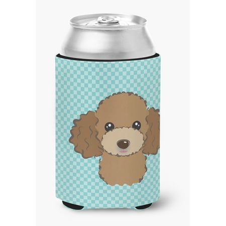 

Checkerboard Blue Chocolate Brown Poodle Can or Bottle Hugger