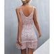 thumbnail image 4 of Vestido Corto ANGGREK con Dobladillo con volantes cintura alta cuello en V sin espalda con Cinturón Suave, 4 of 6