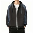 thumbnail image 1 of Men's Color Block Hooded Coat with Drawstring and Zipper Pockets for Casual and Outdoor Wear, 1 of 4
