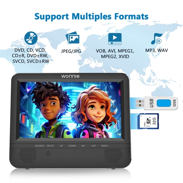 Wonnie Car Portable DVD Player, 7