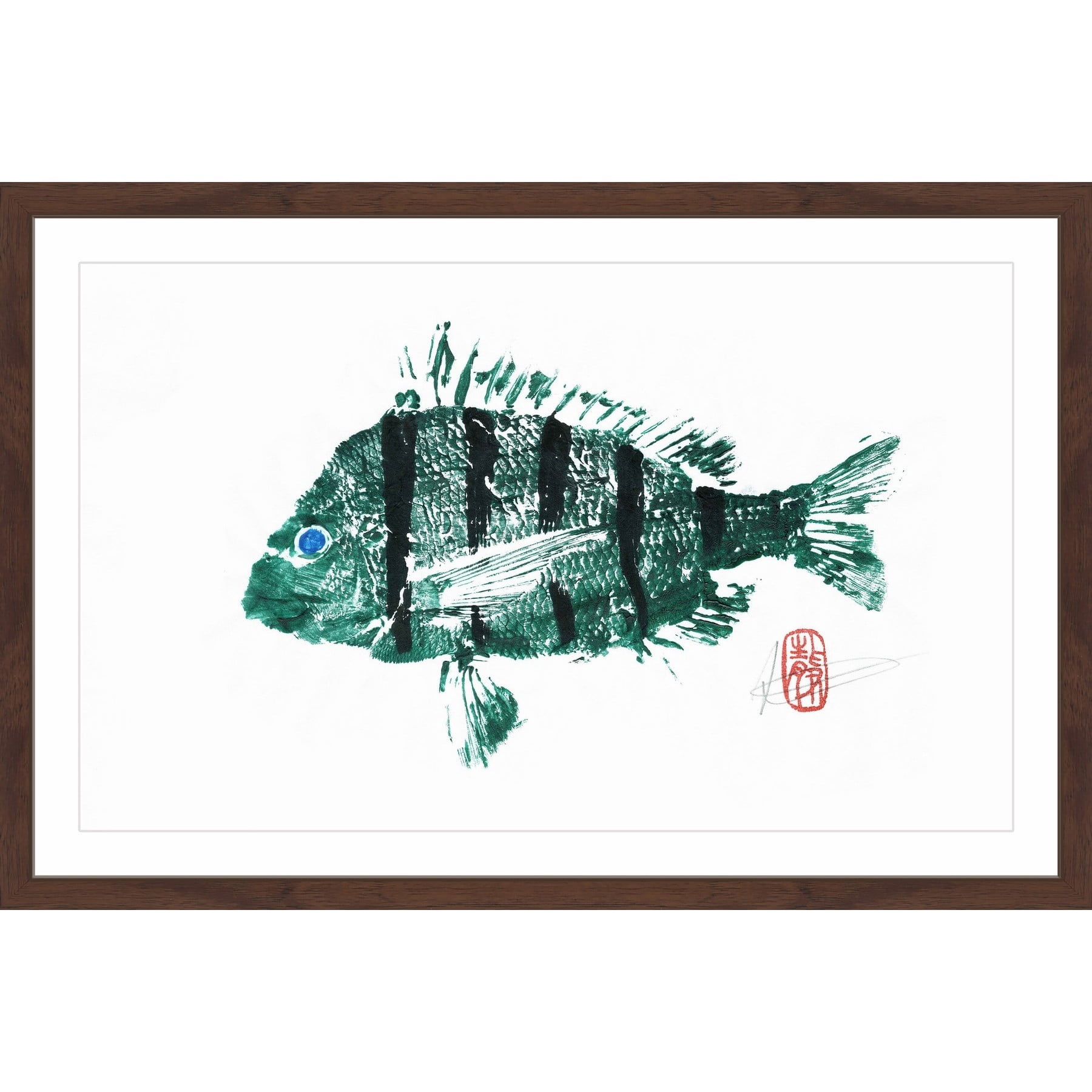 "Sheepshead in Green" Framed Painting Print