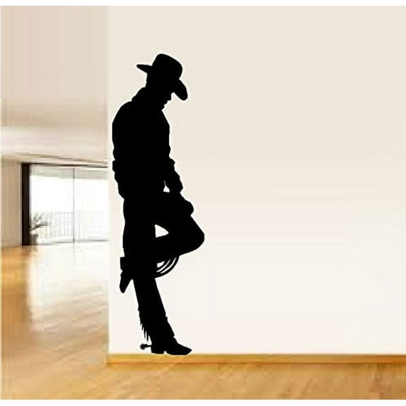 Decal ~ COWBOY LEANING #16 ~ WALL DECAL, HOME DECOR 22" X 72" (6 Feet Tall)