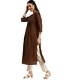 thumbnail image 2 of eloria Women's Fashion Round Neck Neck Design Indian Stylish Solid Kurti Dress, 2 of 5
