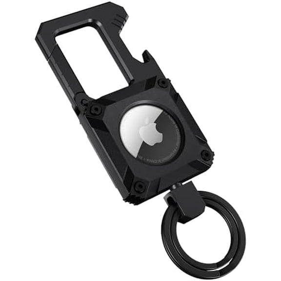 Keychain, Men's Key Chain with AirTag Holder, Heavy Duty Bottle Opener Keychains, Secure Hidden Air Tag Holder Case with Key Chain Rings, Airtag Carabiner, Air Tags Not Included, Black
