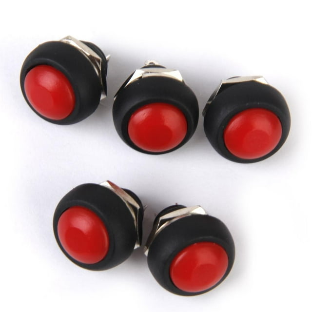 5Pcs Bouton Poussoir Momentané Rouge Éteindre (pour les Voitures de Bateaux de Tableau de Bord