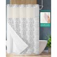 thumbnail image 2 of No Hook Shower Curtain with Snap in Liner, Vintage Floral Retro Gray Persia Floral Pattern Hotel Shower Curtains for Bathroom, Washable Shower Curtain Liner Set with Mesh Top Window, 72"x84", 2 of 6