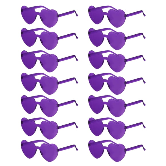 Unique Bargains 14 Pcs Heart Shaped Sunglasses for Beach Party Rainbow Glass Birthday Purple