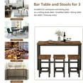 thumbnail image 4 of Dining Table Set for 3 People, 4 Piece Bar Table Set, Vintage Rectangular Counter Height Bar Table with 3 Chairs, Breakfast Bistro Set, Dining Stool Bar Chairs with Black Metal Legs, B956, 4 of 8