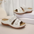 thumbnail image 4 of Orthopedic Wedge Sandals for Women Dressy Slip on Hollow Out Wedge Sandals with Arch Support, Summer Casual Beach Walking Shoes, 4 of 5