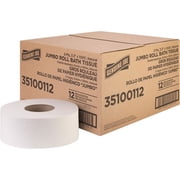 Genuine Joe Jumbo Jr Dispenser Bath Tissue Roll - 2 Ply - 3.50" X 100 Ft - 8.88" Roll Diameter - White - Fiber - Sewer-safe, Septic Safe - For Bathroom - 12 / Carton