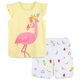 thumbnail image 1 of Ropa De Verano Para Niña, Conjunto De Camiseta Y Pantalones Cortos De Manga Corta Con Flamenco De Algodón, Amarillo 2T, 1 of 1