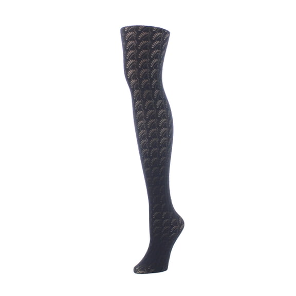 Natori Women's Natori Deco Fan Opaque Tights - Womens - Female, Large/X-Large, Black