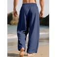 thumbnail image 6 of NKZNKZ Mens Cotton Linen Pants Elastic Waist Linen Men Pants Drawstring Loose Casual Lightweight Summer Beach Pants Navy blue XXXL, 6 of 8