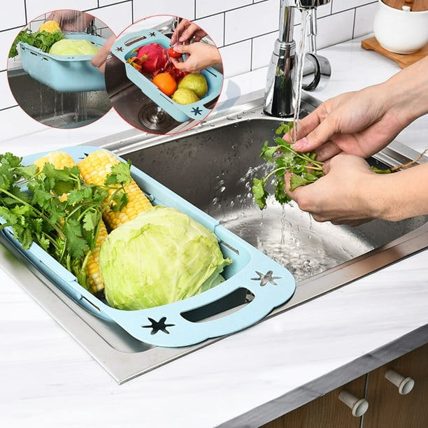 Agierg évier de cuisine étagère rétractable panier ménage fruits et légumes  lavage 