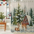 thumbnail image 6 of Shower Curtain 48"W x 72"L Winter Vintage Elk Pine Trees Farmhouse Fabric Shower Curtains Set with Hooks Water Repellent Bathroom Curtains Machine Washable Bathroom Accessories, 6 of 9
