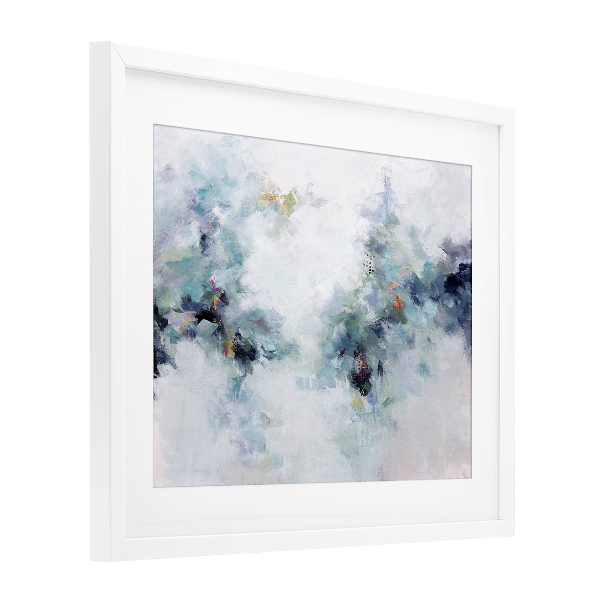 Reaching Out Abstraction White Framed Print Under Glass, design by Karen Hale