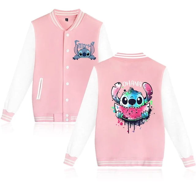 Chaqueta de béisbol de Lilo Stitch para hombres y mujeres, Sudadera con capucha de los años 90, Y2k, niños, niñas, chaquetas Harajuku, ropa de calle, abrigos universitarios