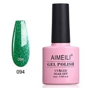 AIMEILI Soak Off UV LED Gel Nail Polish Glitter Christmas - Chilly Shine Green (094) 10ml