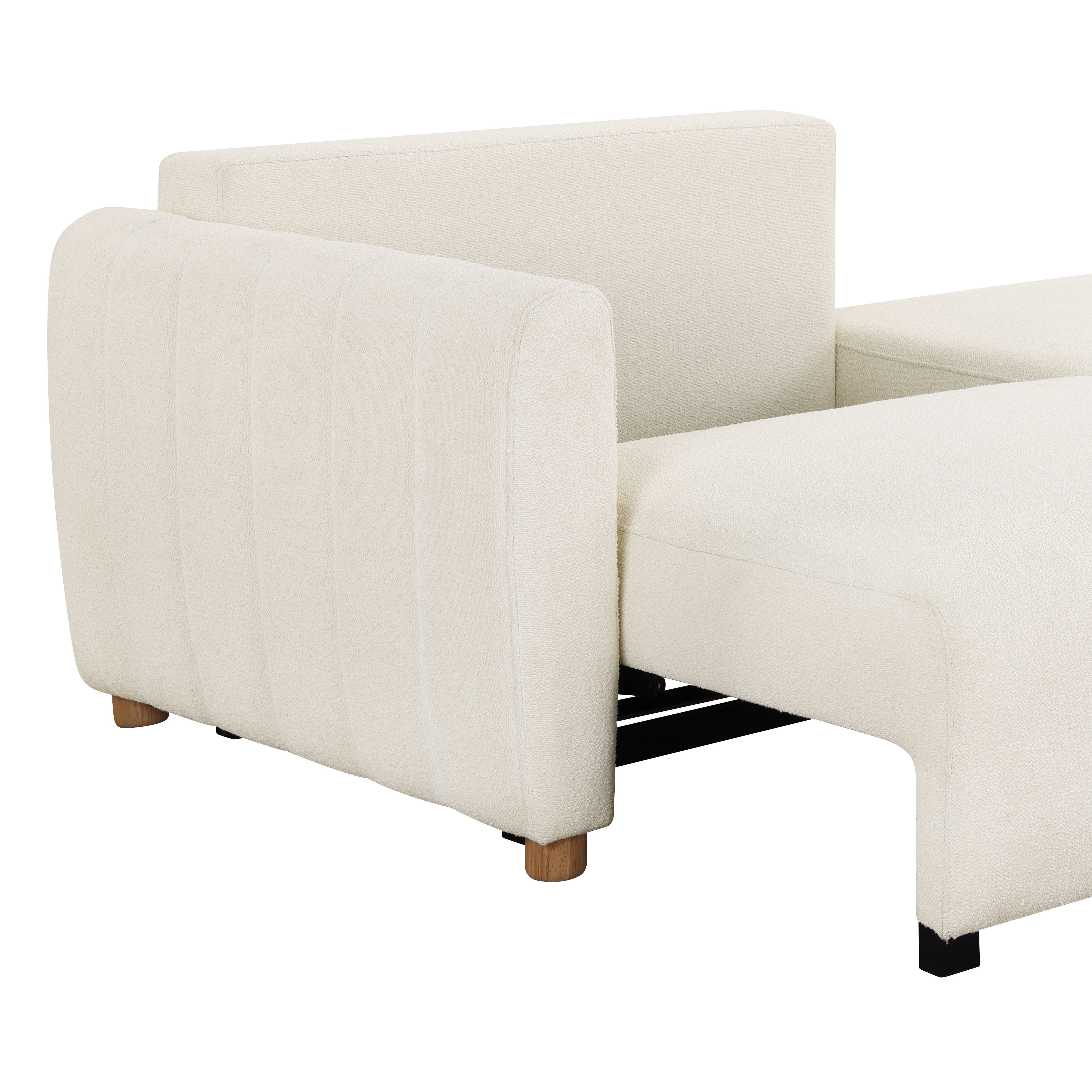 Serta Grant Scandinavian Convertible Sofa with Queen Size Sleeper, Ivory Boucle Fabric