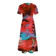 thumbnail image 4 of Jusqu'à 65 % de Réduction! Robes de Mode d'Été pour Femmes 2024 Grande Taille Manches Courtes Col Rond Robe Longue Ample Imprimée, 4 of 5
