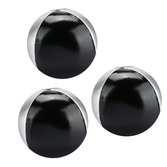 Fyydes Juggling Ball Set,3PCS Silver Black PU Leather Indoor Leisure Portable Juggling Ball Performance Props,Leather Juggling Ball