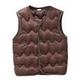 thumbnail image 1 of AJIWYH Kids Puffer Jacket,Kids Boys Girls Autumn Winter Solid Color Rounded Neck Coat Warm And Windproof Vest Jacket Girls Fall Jacket Coffee,3-4 Years, 1 of 4
