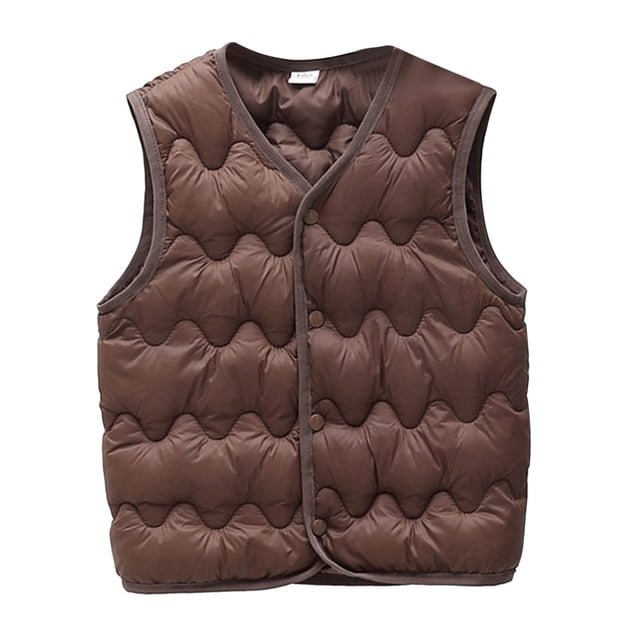 Girls Down Jacket Kids Winter Coat Warm and Windproof Vest for Autumn and Winter Fashionable Rounded Neck Design